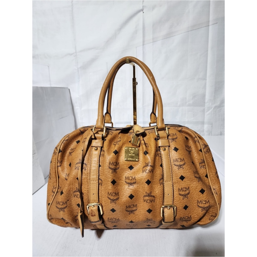 MCM Visetos Boston Bag Brown